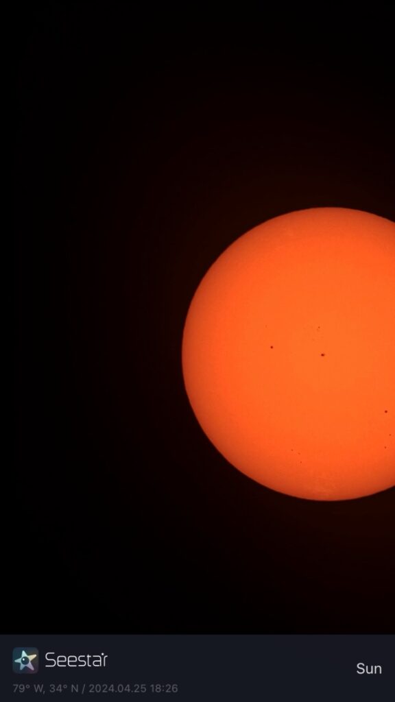 Screen capture of an image of the sun.
