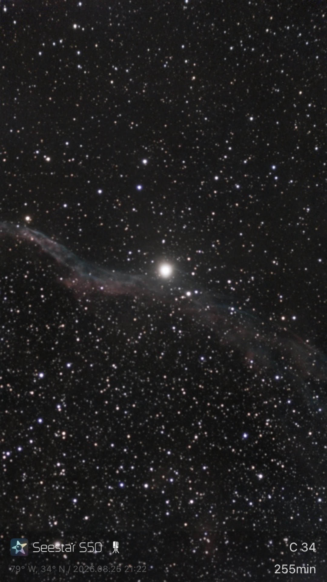 2026-08-25 | Witch's Broom Nebula (C34) captured with Seestar S50