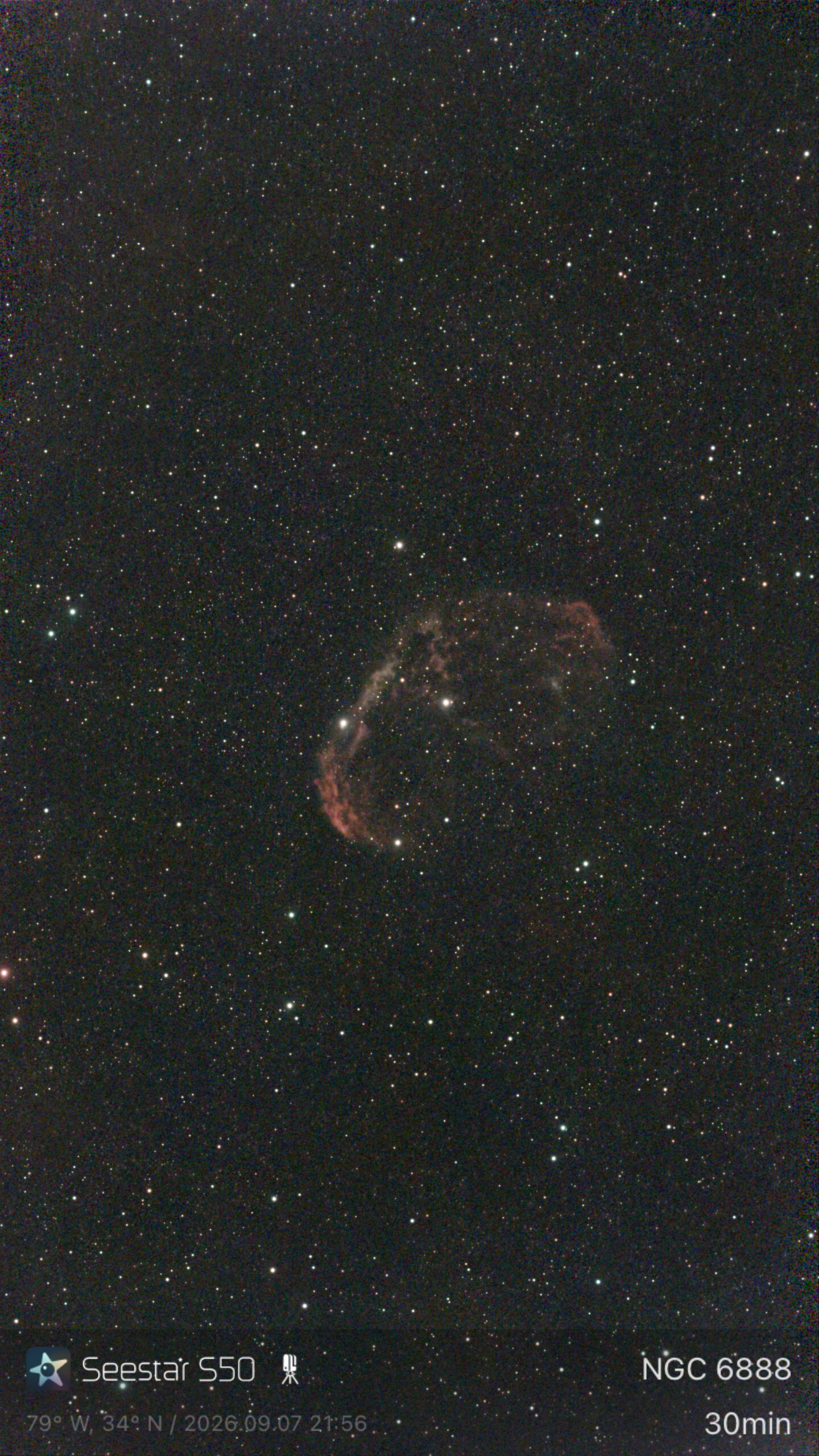 Deep sky nebula captured during a 30-minute imaging session